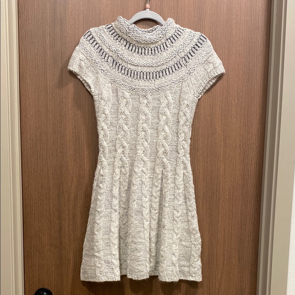 FREE PEOPLE Nordic Nights Wool Blend Cable Knit Sweater Dress Size Small - Picture 4 of 14